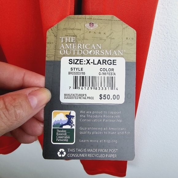 The American Outdoorsman Orange Long Sleeve Fishing Shirt UPF 50 Protection NWT - Picture 4 of 11